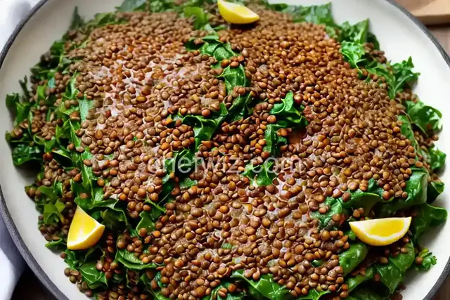 Lentil-Smothered Greens on Fried Bread