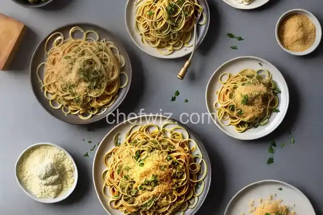 Linguine With Green Olive Sauce and Zesty Breadcrumbs