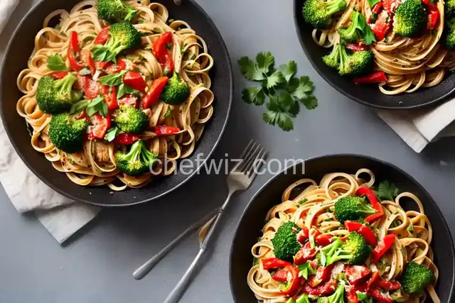 Linguine with Broccoli and Red Peppers