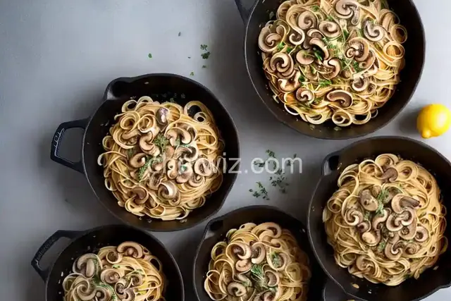 Linguine with Lemon, Garlic and Thyme Mushrooms