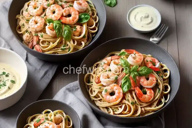 Linguine with Shrimp and Garlic Cream Sauce
