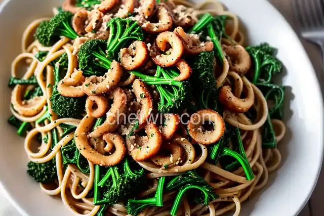Linguine with Squid and Broccoli Rabe