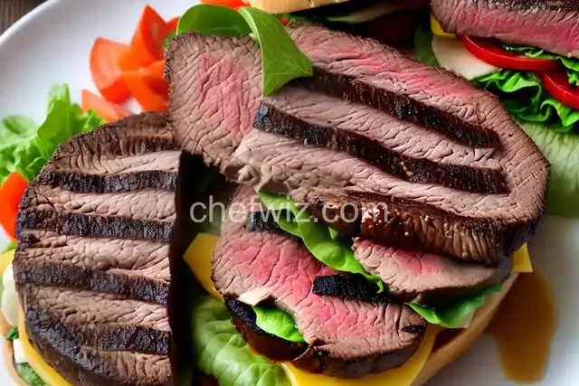 London Broil and Portobello Sandwich