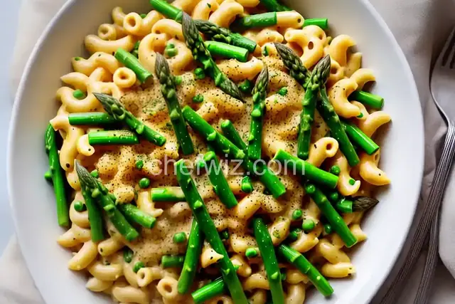 Mac and Cheese with Asparagus and Peas