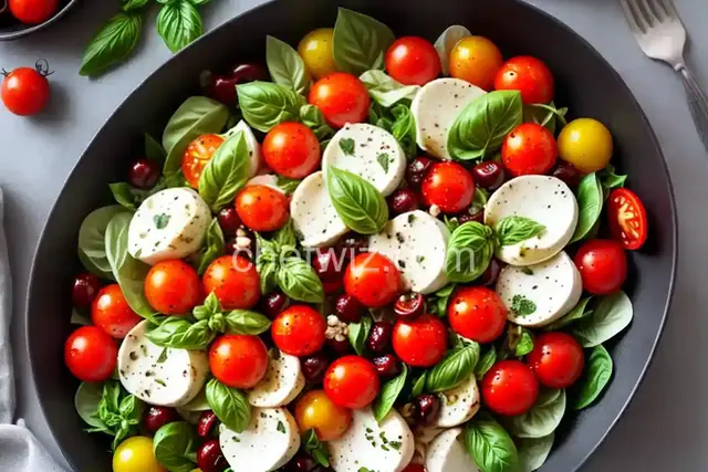 Marinated Mozzarella, Cherry Tomato, and Basil Salad