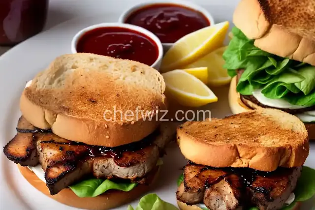 Marsala Pork Chop Sandwich with Hot and Sweet Dipping Sauce