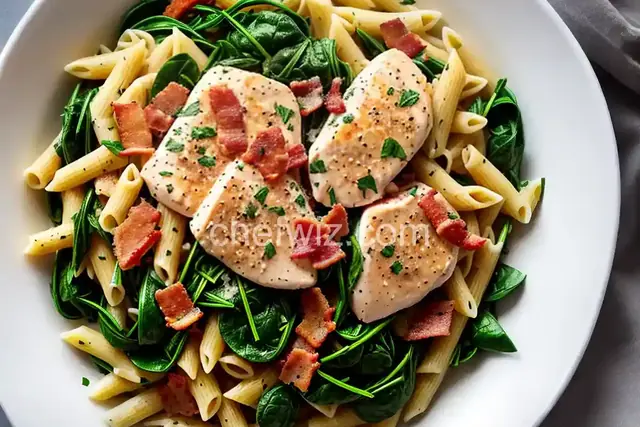 Mascarpone Pasta with Chicken, Bacon and Spinach