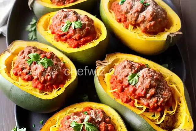 Meatball Stuffed Spaghetti Squash