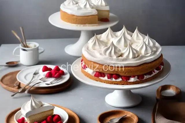 Meringue Cake with Whipped Cream and Raspberries