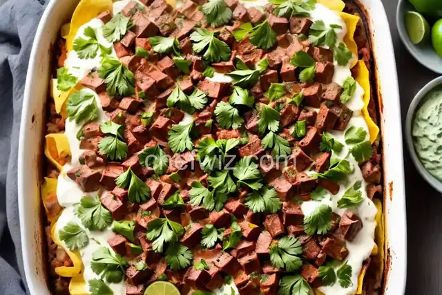 Mexican Bison Bake with Cilantro-Lime Cream