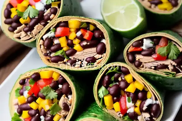 Mexican Black Bean and Turkey Wraps