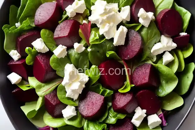 Microwave Beets with Greens and Goat Cheese