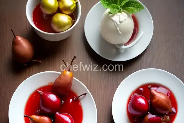 Microwave poached pears