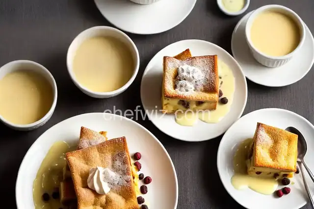 Milk Tea Bread Pudding With Crème Anglaise