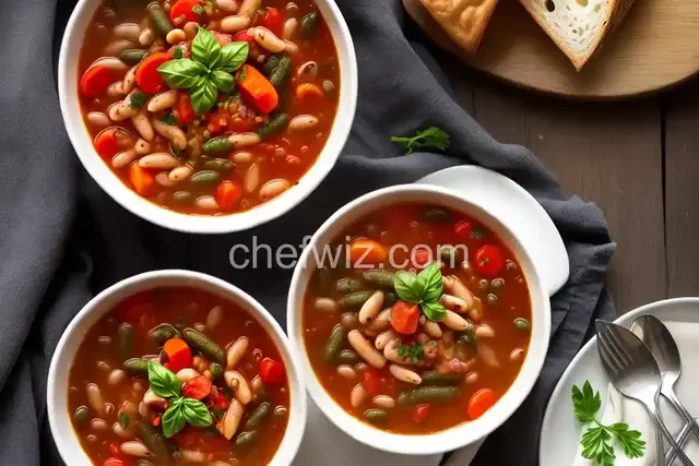 Minestrone Soup with Pasta, Beans and Vegetables