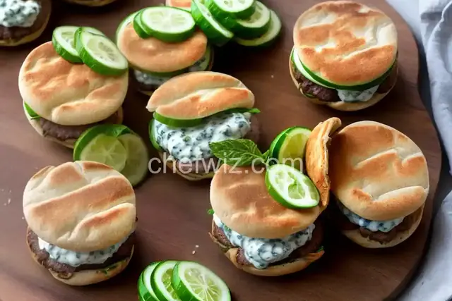 Mini Grilled Gyro Burgers With Tzatziki and Pickled Peperoncini Recipe