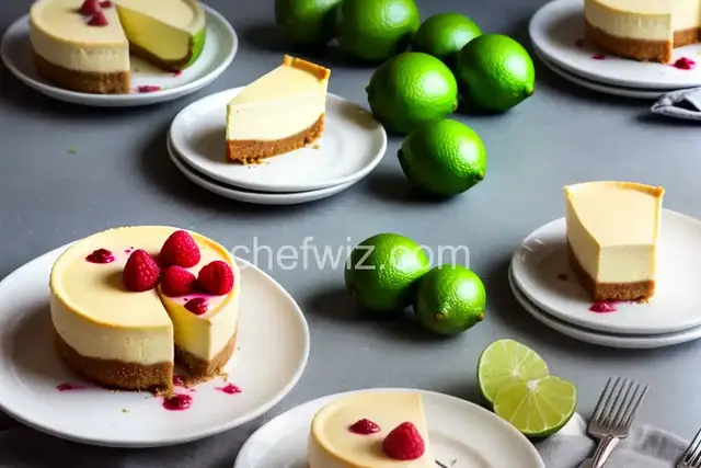 Mini Key Lime Cheesecake with Raspberry Sauce