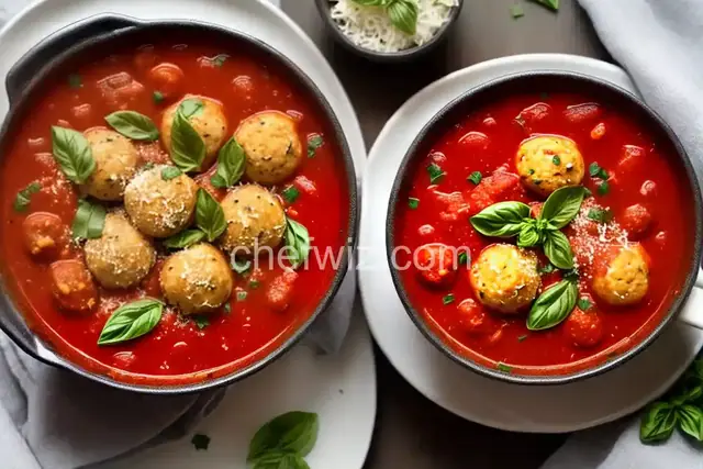 Mini Meatball and Pasta Marinara Soup