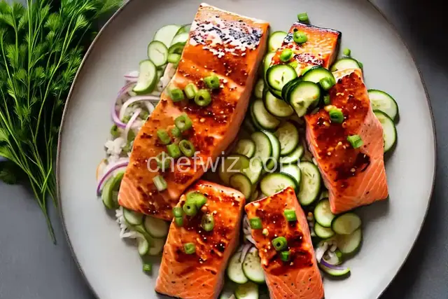 Miso-Marinated Salmon with Cucumber-Daikon Relish