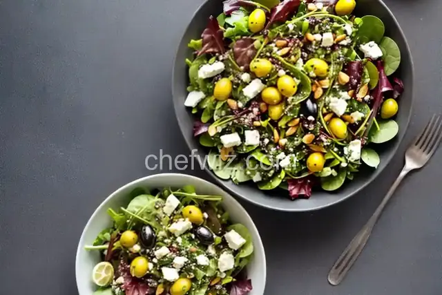 Mixed Green Salad with Lemon, Olives and Anchovies
