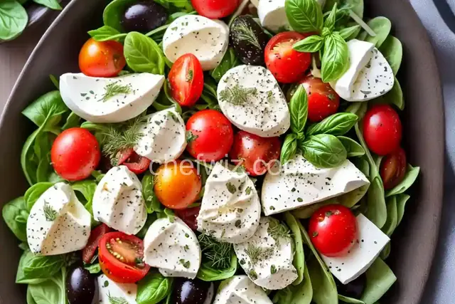 Mixed-Herbs Salad With Olives, Tomatoes, and Fresh Mozzarella Recipe