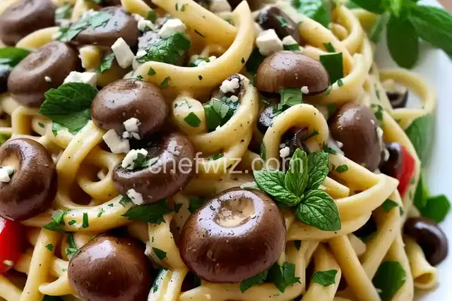 Mushroom Mint Pasta Salad