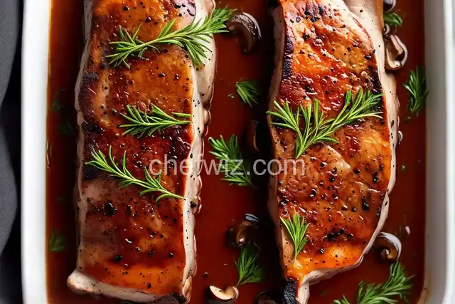 Mushroom-Stuffed Pork Chops with Vermouth Sauce