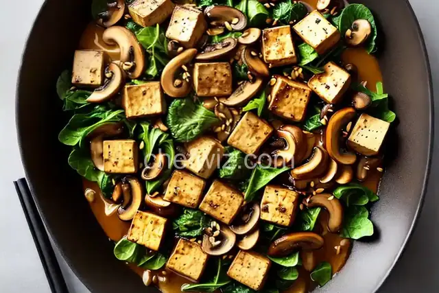 Mushrooms and Tofu With Chinese Mustard Greens
