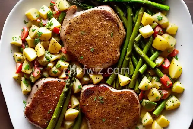 Mustard-Crusted Pork Chops with Asparagus-Potato Salad