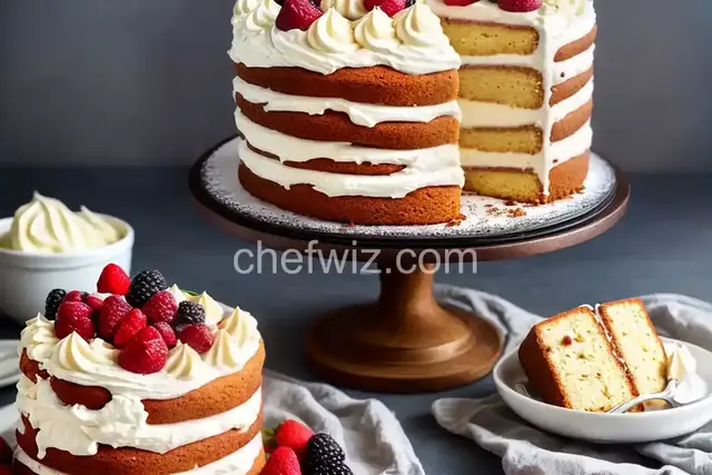 Naked Vanilla Cake with Mascarpone and Berries