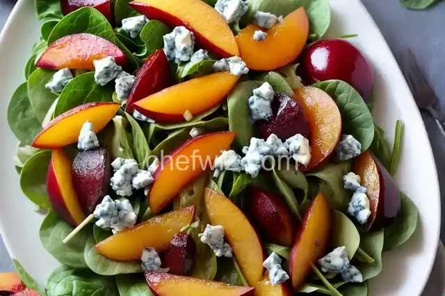 Nectarine and Blue Cheese Salad with Plum Vinaigrette