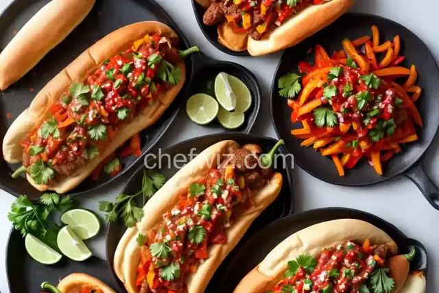 New York Street Cart Dogs with Onion Sauce and Grilled Red Pepper Relish