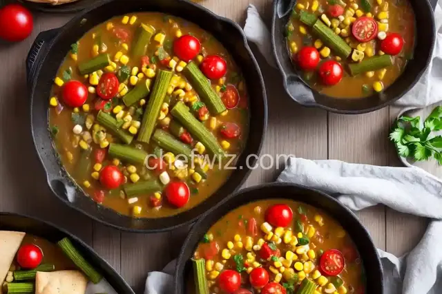 Okra, Corn and Tomatoes