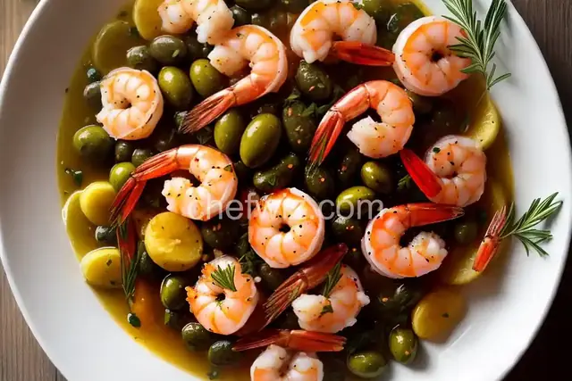 Olive-Oil-Poached Shrimp with Winter Pistou
