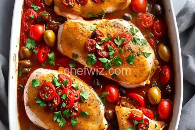 One-Dish Baked Chicken with Tomatoes and Olives
