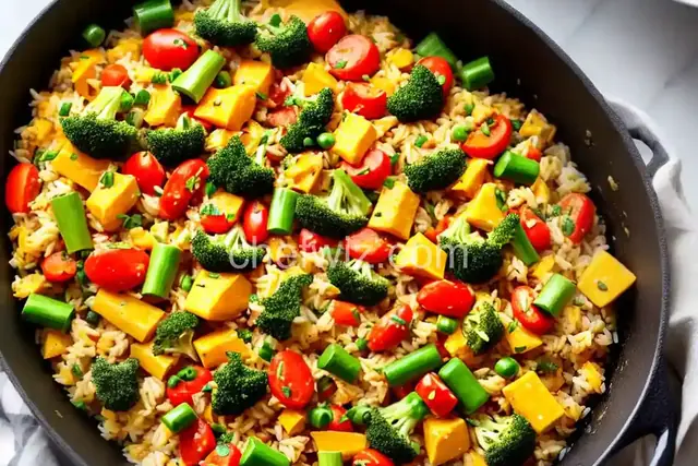 One Pot Easy Cheesy Vegetables and Rice