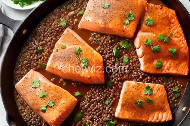One-Skillet Crispy Salmon with Mustardy Lentils Recipe
