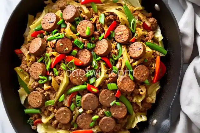 One-Skillet Hot Sausage and Cabbage Stir-Fry with Chives