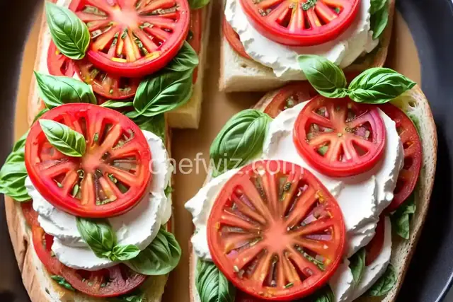 Open-Faced Tomato, Mozzarella and Basil Sandwich