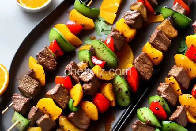 Orange Beef Kabobs with Grilled Fruit