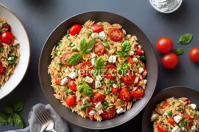 Orzo and Tomato Salad with Feta Cheese