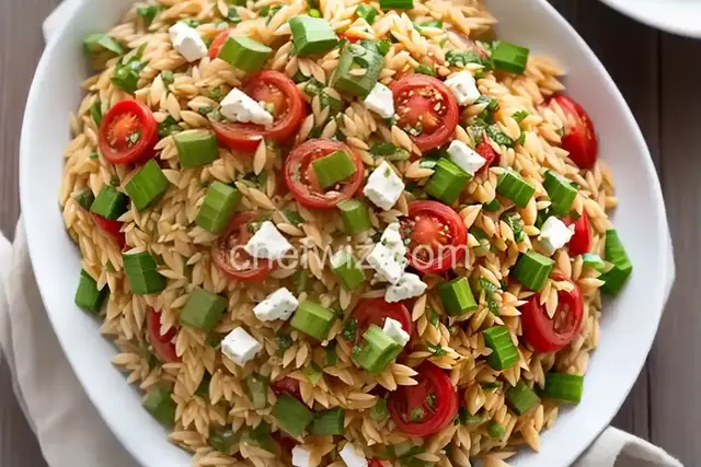 Orzo with Tomatoes, Feta, and Green Onions