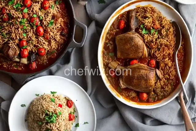 Oven Roasted Lamb Shanks with Roasted Tomatoes and Toasted Orzo