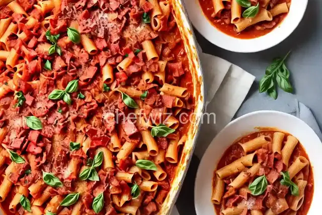 Paccheri all'Amatriciana: Pasta with Bacon and Onion Sauce