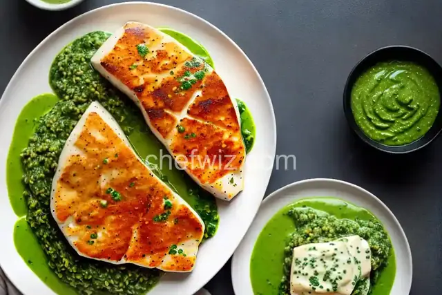 Pan-Fried Halibut Steak with Light Green Sauce