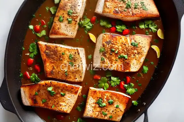 Pan-Roasted Swordfish Steaks with Mixed-Peppercorn Butter