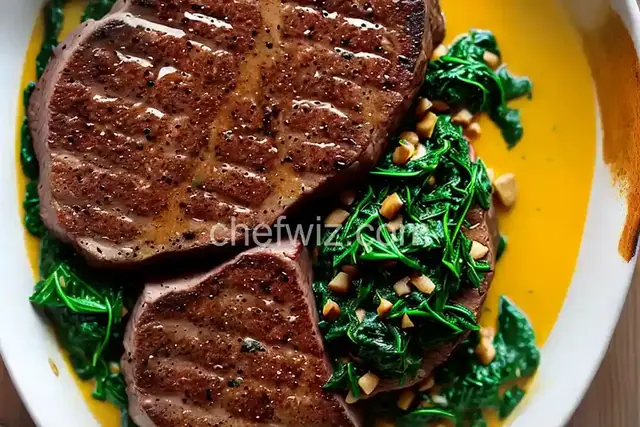 Pan-Seared Ribeye Steak with Quick Creamed Spinach Recipe