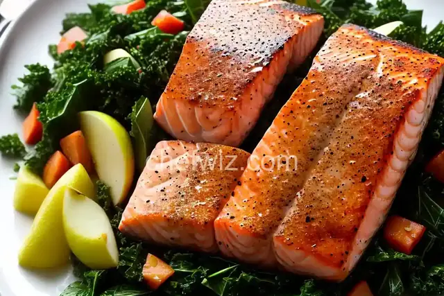 Pan-Seared Salmon with Kale and Apple Salad