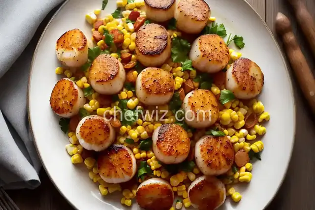 Pan-Seared Scallops With Chorizo and Corn