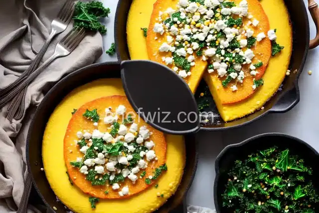 Pan-fried Polenta with Corn, Kale and Goat Cheese